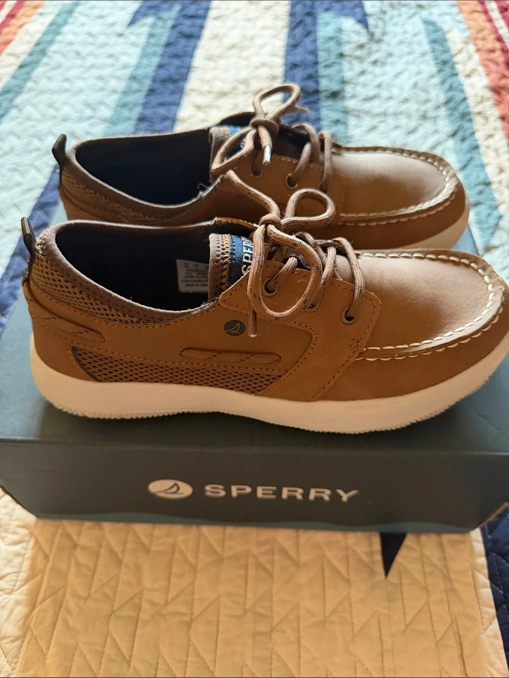 Sperry Brown Boat Shoes with White Sole